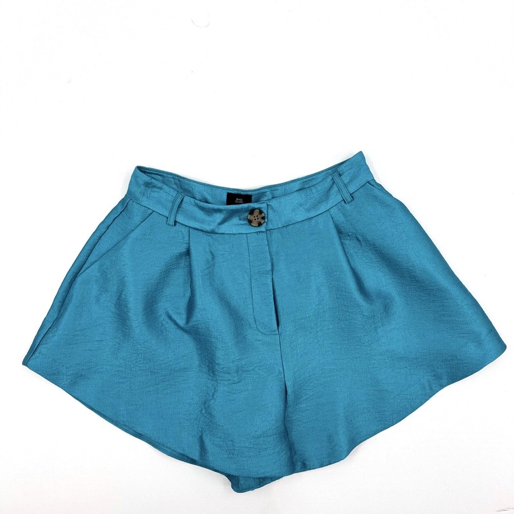 River Island Blue High Waist Pleated Shorts‎ Size 12 UK / US 8 Women